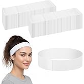 Yuanan 100 PCS Disposable Headbands for Spa, Stretch Non-woven Facial Headband Adjustable Single-Use Facial Headbands Esthetician Supplies Spa Headband for Beauty Salons and Home Care-White