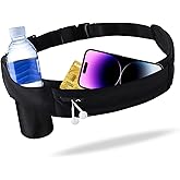 Running Hydration Belt with Water Bottle Holder, Phone Storage, Black