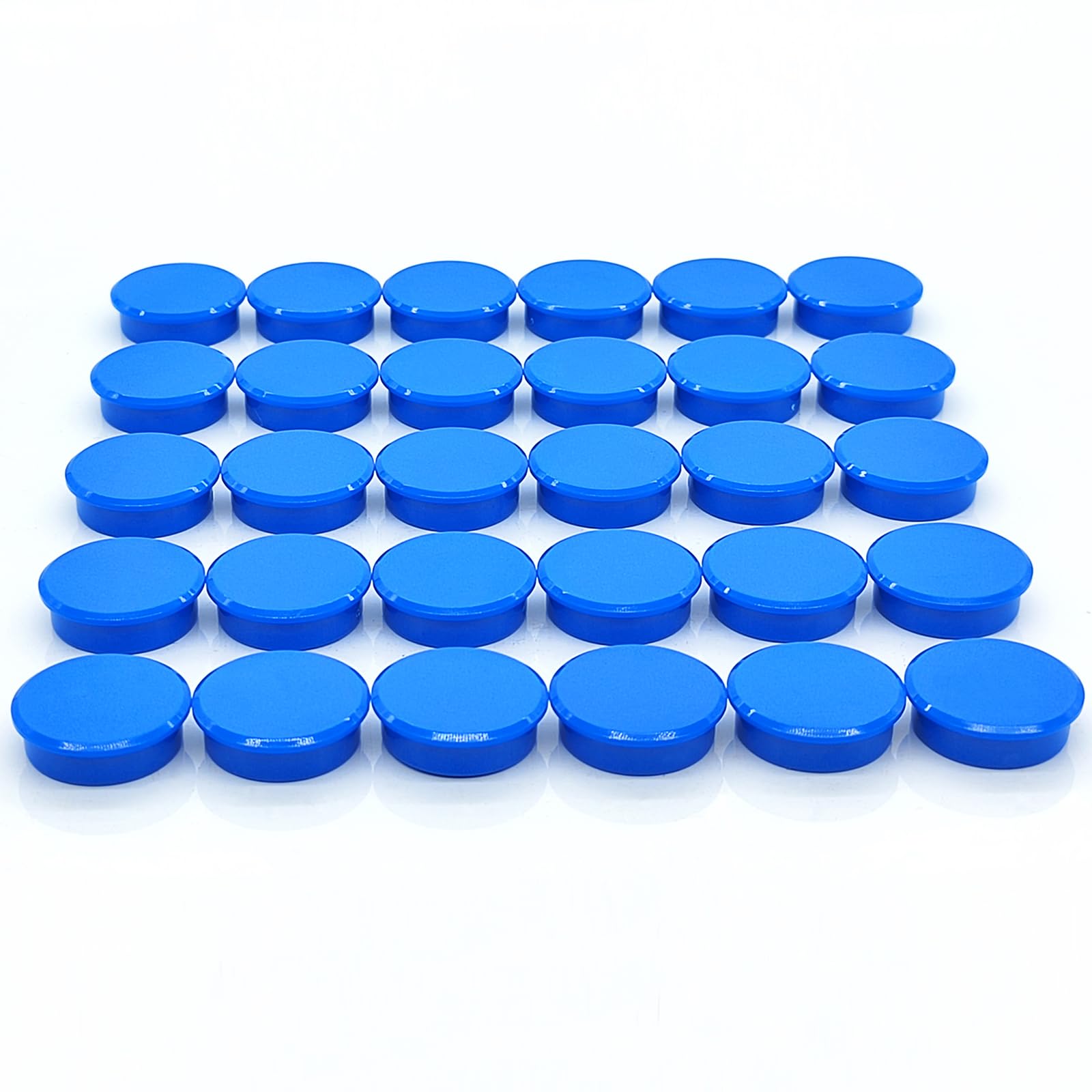 PYJLBX Small Round Fridge Magnets - 30 Pack Blue Strong Mini Round Craft Magnets for Whiteboards, Notice Boards, Office Organisation, School & Classroom Supplies, Cute Decorative Magnets for Adult