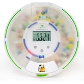 EziMedPil 28-Day Locked Automatic Pill Dispenser with Frosted Privacy Lid | Sound-Light Reminder, 6 Daily Alarms &amp; Dosage Rings, LCD Display &amp; Built-in Magnifier for Dementia &amp; Chronic Disease Seniors