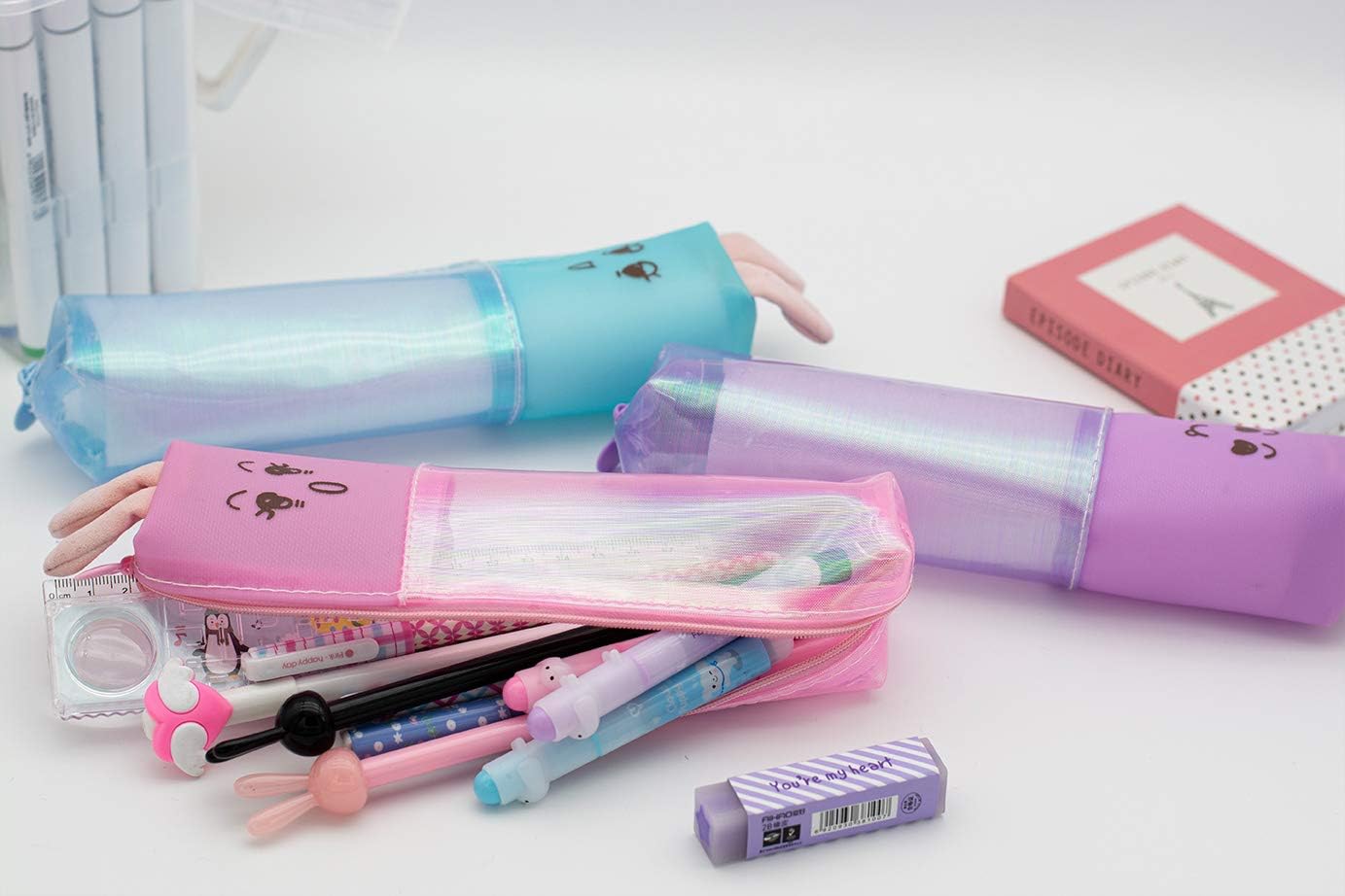 Amazon Hanyuu 漫画 ウサギ 筆箱 小学生 男の子 女の子 うさぎ ペンケース スリム 半透明 かわいい 大容量 ペンシルケース おしゃれ Eva プラスチック 筆入れ 中学生 高校生 韓国 人気 筆箱とうめい可愛い メンズ 女子 ペンホルダー 誕生日プレゼント スクールギフト