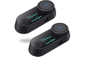 FREEDCONN Motorcycle Helmet Communication System T-COM SC 2Pack, 2-Way 800M Universal Helmet Bluetooth 5.0 Intercom kit with LCD Screen for Motorbike, Interphone Music Sharing/FM Radio/Siri/ IP65/ 2 in1 mic