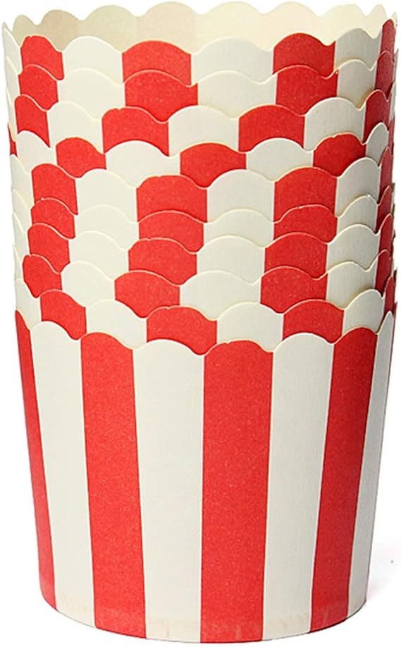 Red and White Stripe Cupcake Wrappers for Kids Birthday Parties