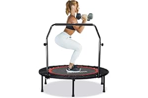 KENSONE 40"/48" Mini Trampoline for Adults Kids Foldable Fitness Exercise Rebounder for Indoor Outdoor Use with Adjustable Fo
