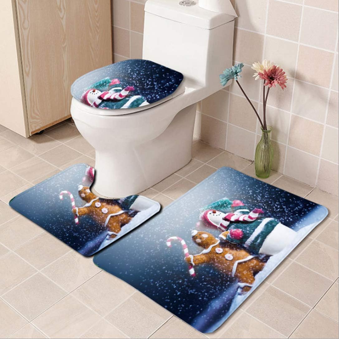 Lal6 Christmas Bath Mat Set 3 Pieces Bath Rugs Toilet Rugs Without Cutout Non Slip For Hanging Toilet Bathroom Washable Shower Mat Carpet A2 45 75cm Amazon Co Uk Kitchen Home