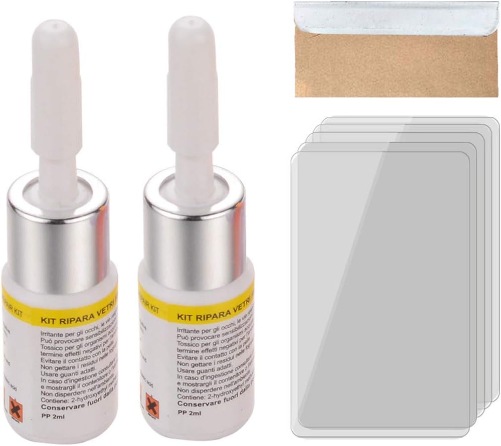 JunLai888 Automotive Glass Nano Repair Fluid-Car Windshield Repair Resin Cracked Glass Repair Kit,Glass Corrector Set, Crack Repairing for Car (White, 2)