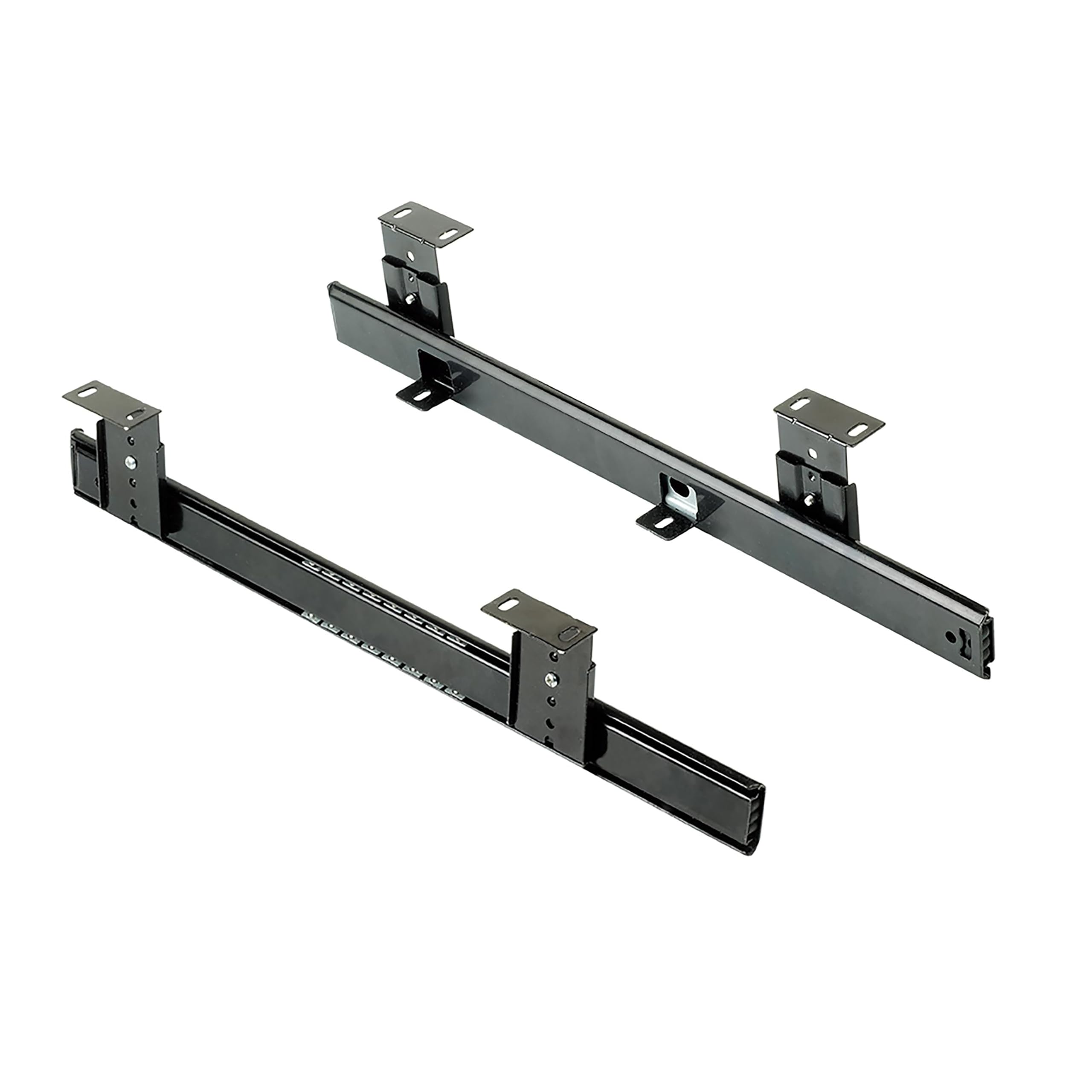 Emuca - Ball Bearing Runners for underdesk keyword Platform/Shelf/Drawer, Height Adjustment Keyboard Holder Runners kit, Steel, Black zinc Plated, 20 ut