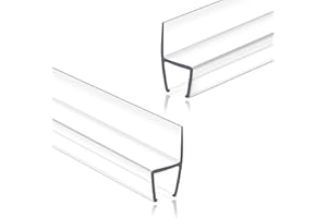 Dzhuywer Frameless Shower Door Seal Strip 2 Pack x 78 Inch H For 3/8" Thick Glass Shower Door Side Seal Strip Bottom Seal Door Sweep Ultra Clear Polycarbonate, Stop Shower Leaks Create A Water Barrier