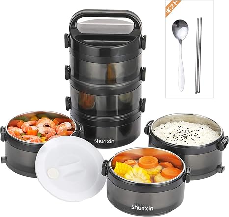 Amazon ランチジャー 弁当箱 ステンレス 二段 三段 お弁当用 会社 学校 キャンプ ハイキングに適用 三段 弁当箱 オンライン通販