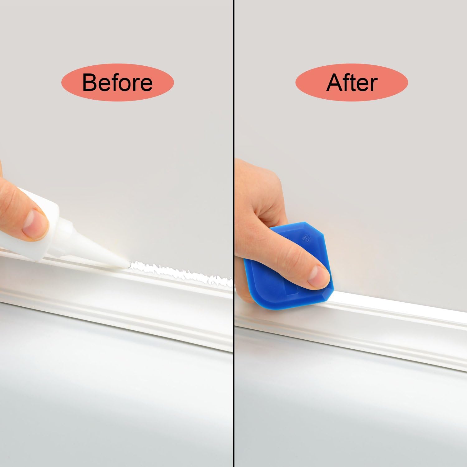 Outus 2 Pieces Caulking Tool Set Silicone Sealant Grout Finishing Tool for Kitchen Bathroom Floor Sealant Sealing, Blue - - 