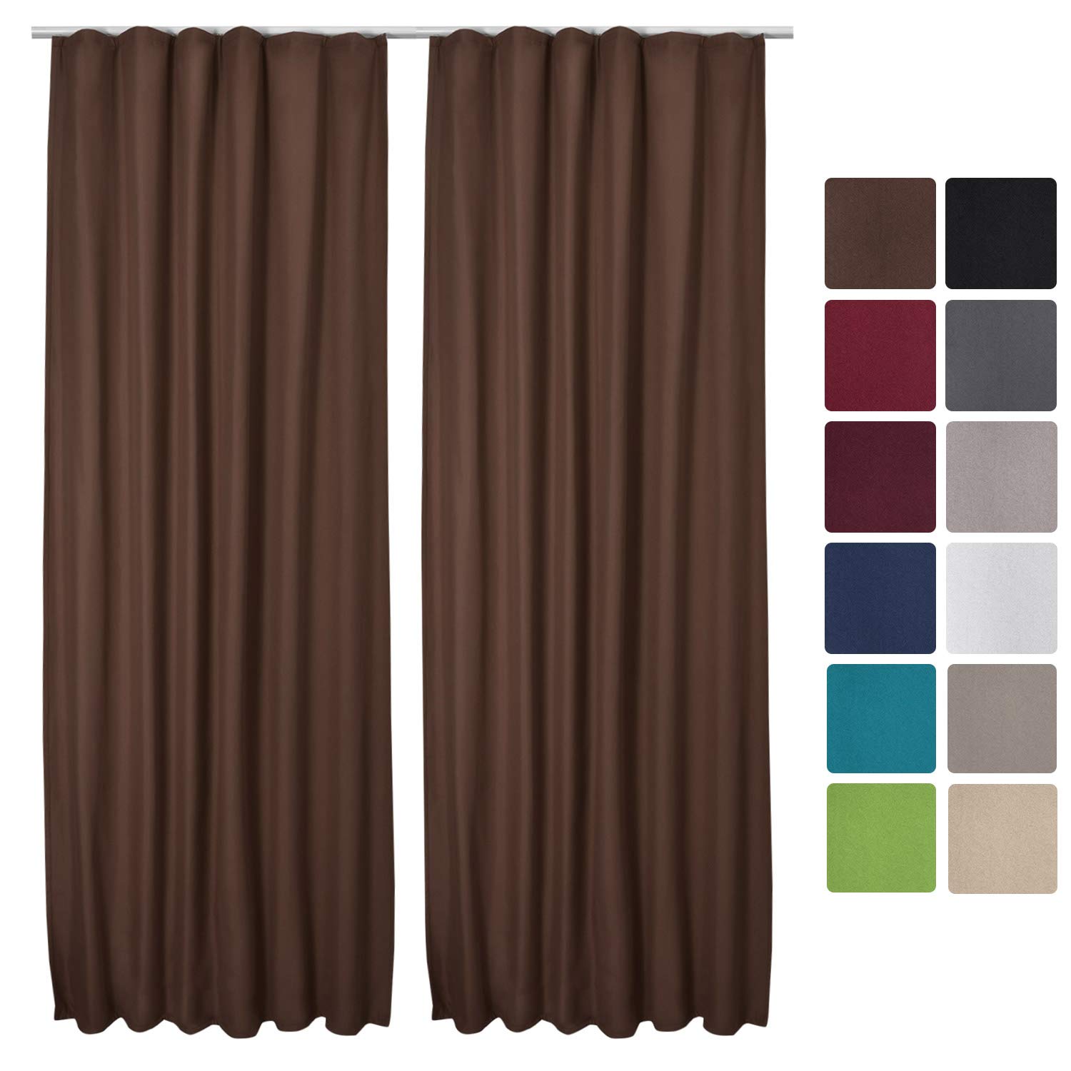 MYSKY HOME Rideaux Occultants Thermiques Beige Lin Lot De 2 - 140x245cm Anti-Chaleur Opaque à Oeillets Pour Chambre Et Salon