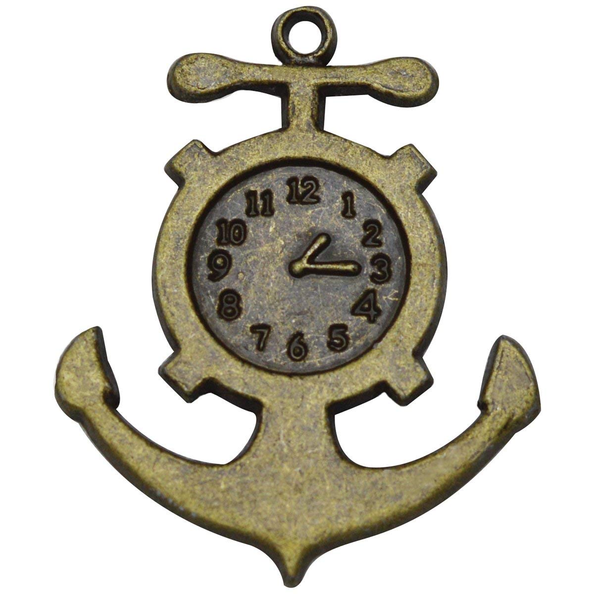 FabScraps Brass Embellishments 20/Pkg-Anchor Clock