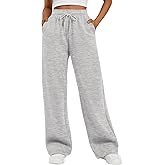 AFFOLE Fleece Sweatpants Women Wide Leg High Waisted Baggy Pants Drawstring Fall Outfits Fashion Teen Girl Athletic Joggers