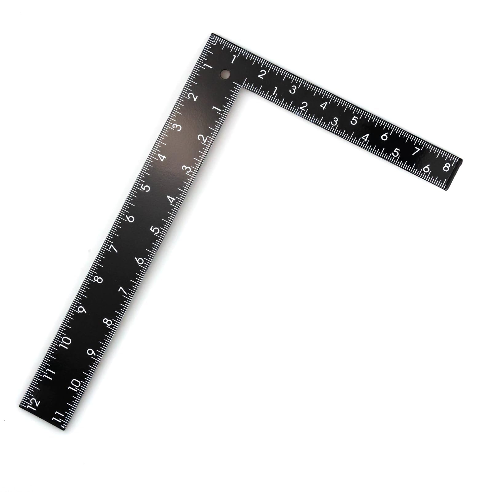 Photo 1 of 1 Piece of Black Tempered Stainless Steel Measuring Square Ruler for Leather Craft, DIY Leather Hand Sewing Tool with Measurement Range of 0-300mm (0-12 inches)