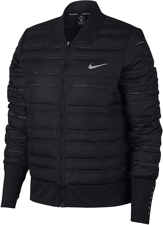 Nike AeroLoft Women's Running Jacket (Black/Metallic Silver, Small) at Amazon Womenâs Clothing store