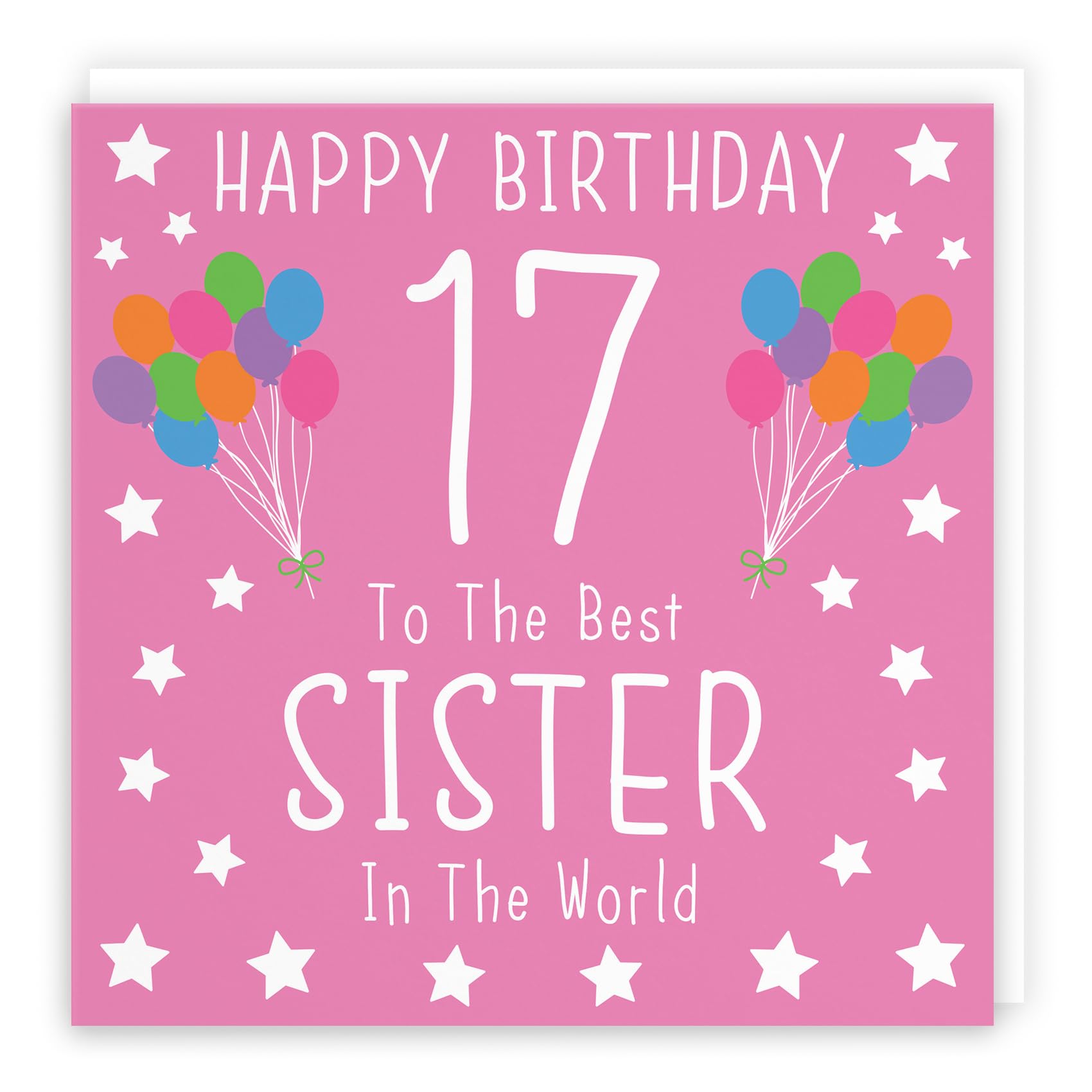 Hunts England - Large Sister 17th Birthday Card - Happy Birthday - 17 - To The Best Sister In The World - Iconic Collection - Large - 210 x 210 mm - Age 17