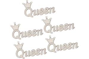CHICIRIS 5 Pcs Embroidered Patches, Crown Queen Shape with Pearl and Rhinestone Decoration, for Clothes Bags Hats DIY Sewing 
