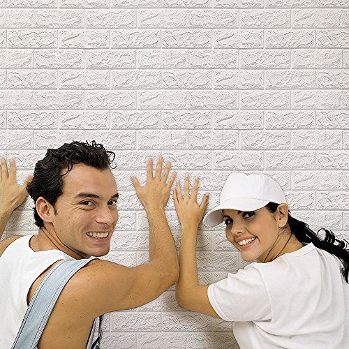 Iusun Wall Sticker PE Foam 3D Wallpaper Removable DIY Mural Paper Decoration for Room Home Nursery Bedroom Office Supplies Decal - Ship From USA (White)