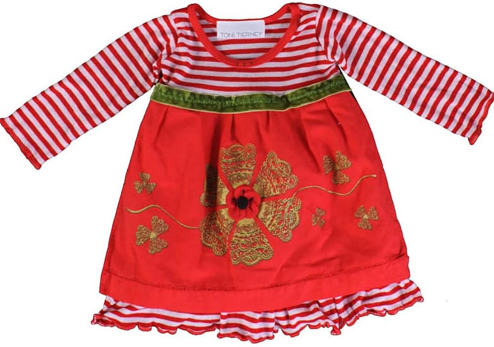 Toni Tierney Baby Girls Joyful Red & White Striped Apron Dress