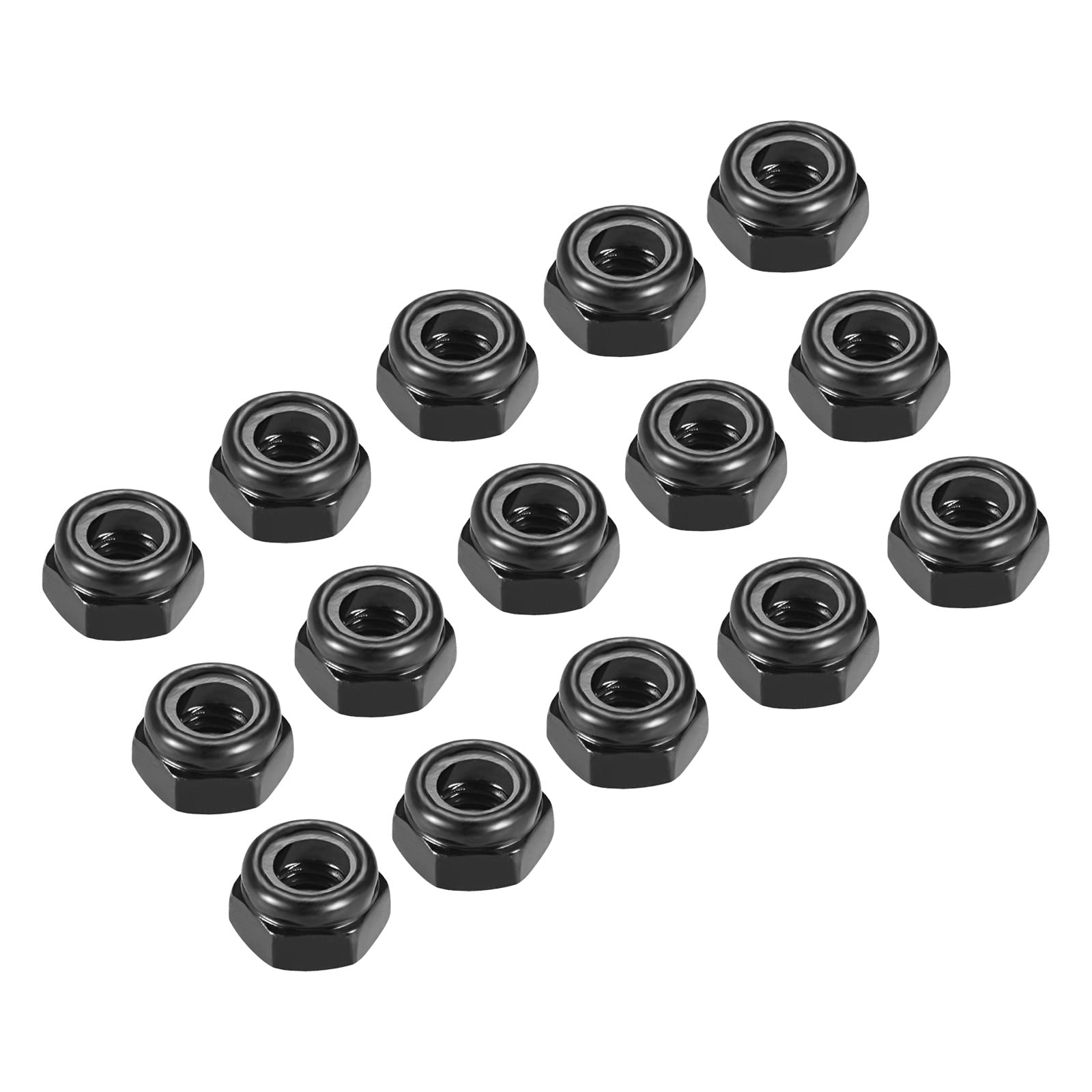 METALLIXITY Hex Lock Nut Fasteners(M3x0.5mm) 50Pcs, Carbon Steel Zinc Plated Nylon Inserted Self-Lock Nuts - for Car Garage Ship Mechanical Equipment, Black