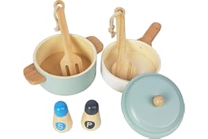 WoodenEdu Premium Toddler Play Kitchen Toys, Wooden Kitchen Utensils, Accessories for Pretend Play Kitchen Set, Montessori Learning Toy, Pretend Cooking Playset, Gift for 3+
