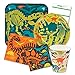 Dinosaur Birthday Party Supplies Pack for 16 people Includes: Large 9 Square Plates, dessert plates, lunch and beverage napkins and paper cups