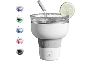 Magcheer 16 oz Cocktail Tumbler with Lid and Straw - Stainless Steel Insulated Margarita Tumbler - 320° Sippable Stemless Win