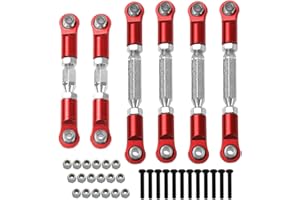 RCJTCQX 6PCS Aluminum Adjustable RC Tie Rods Linkage Turnbuckles Toe Links Set for 1/10 Arrma Granite 4X4 550,Senton 4X4 550,Vorteks 4X2 550 Upgrade Parts,Replacement of #AR330446（Red）