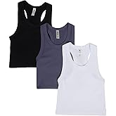90 Degree By Reflex Womens Seamless Tank Ribbed Fitted Racerback Hip-Length Top 3 Pack