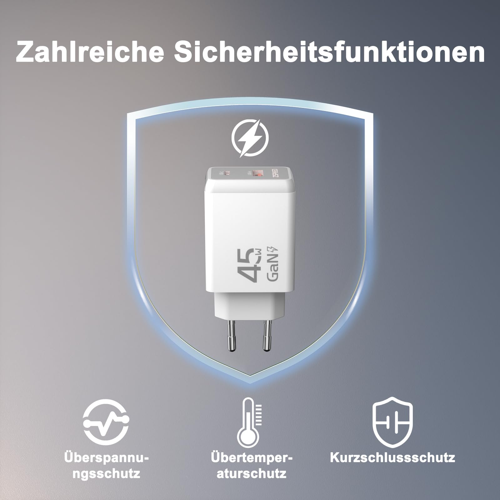 45W USB C Ladegerät 2 Port Schnellladung mit Nachtlicht Steckdose Touch-Schalter.Charger USB C für iPhone 17 16 Pro Max, iPad Pro, Galaxy S25 S24 S23 Ultra.Für Schlafzimmer und Reisen 6