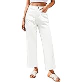 GRAPENT Wide Leg Jeans for Women High Waisted Straight Leg Stretchy Cropped Denim Pants with Pockets Jean Trousers
