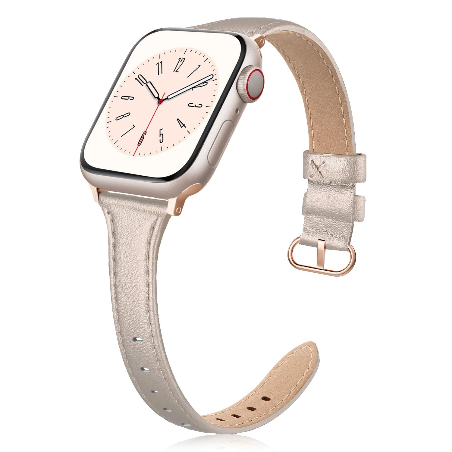 PARMPH Leather Band Compatible for iWatch 38mm 40mm 41mm 42mm(Series 10), Slim Thin Dressy Elegant Genuine Leather Strap Compatible iWatch Series 10 9 8 7 6 5 4 3 2 1 SE Sport & Edition Women