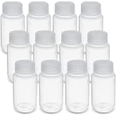 United Scientific&trade; Sample Bottles with Lids, Polypropylene, 125ml, 12-Pack | 4 oz Small Liquid Containers, Autoclavable Including Cap, BPA &amp; Phthalate Free, Leakproof, RoHS Compliant, Wide Mouth Opening