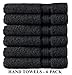 COTTON CRAFT Ultra Soft Hand Towels - 6 Pack -16x28-100% Cotton Face Towel Set - Absorbent Quick Dry Everyday Luxury Hotel Bathroom Kitchen Spa Gym Shower Pool Camp Travel Picnic - 580 GSM - Black