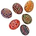 BestPysanky Set of 6 Folk Art Patterns Wooden Ukrainian Easter Eggs 2.5 Inches