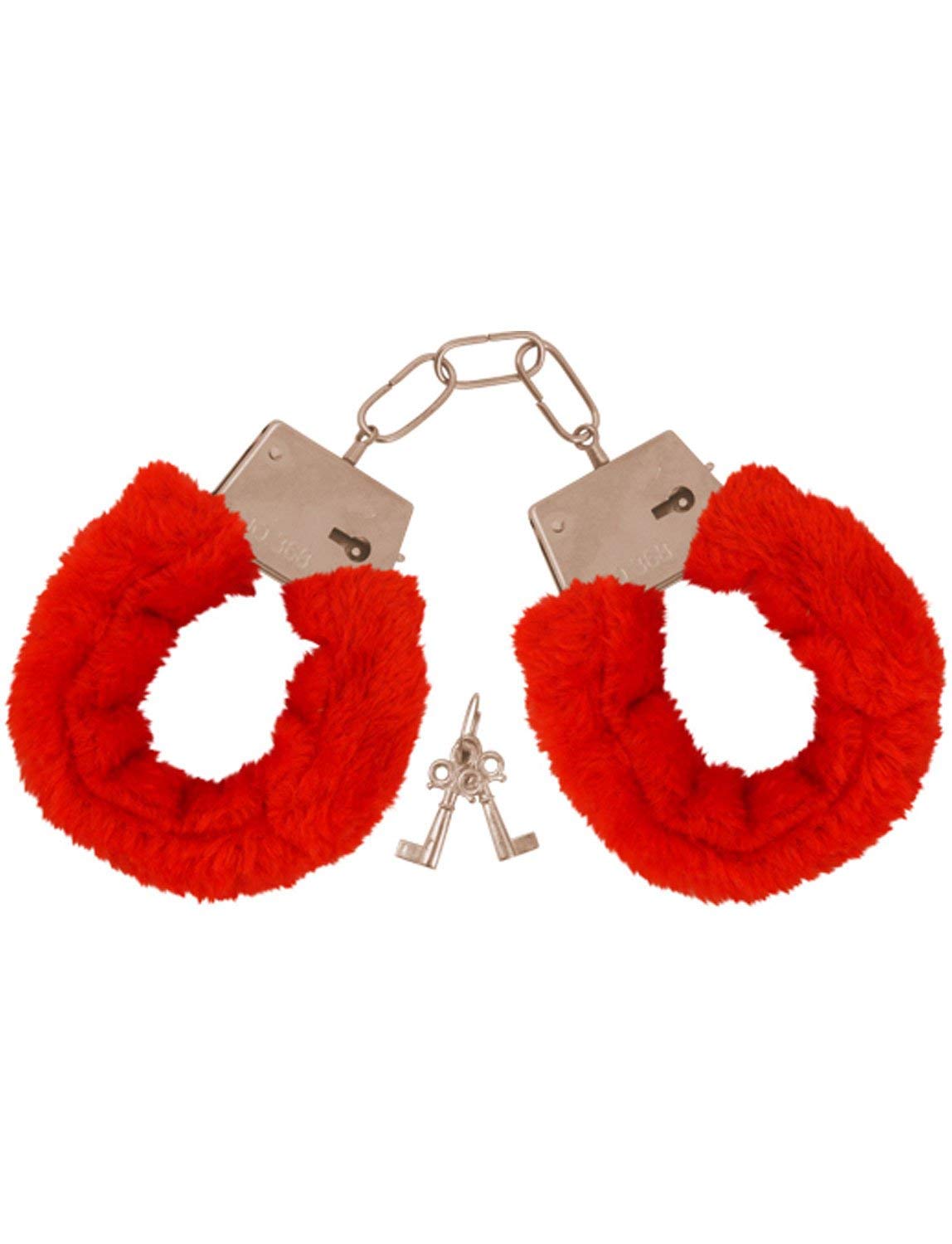 Red Handcuffs with 2 Keys Police Cosplay Girls Hen Night Out Bridal Bachelorette Ball Party Games Fancy Dress Accessories Fun Gifts โ image 1
