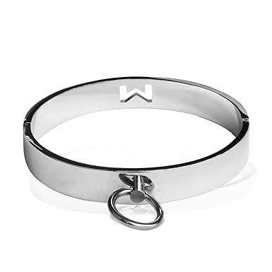 Tiaobug Unisex Edelstahl Halskette Choker mit Buchstabe M breiter Halsreif aus Stahl Metall Halsband abschließbar Sklave Cosp