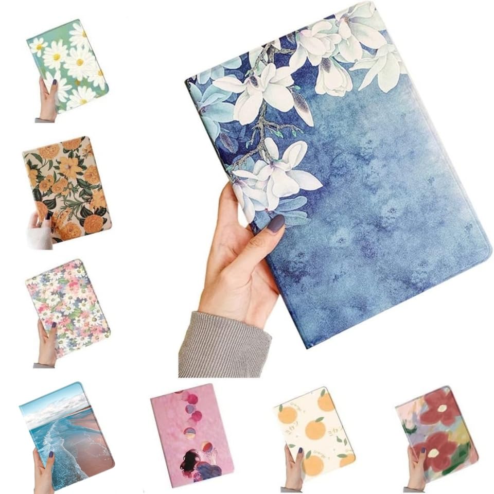 Floral Case for iPad Air 5th 4th Generation 10.9 inch Case Flower Pattern Cute Slim Leather Folio Smart Cover with Pencil Holder Auto Sleep/Wake
