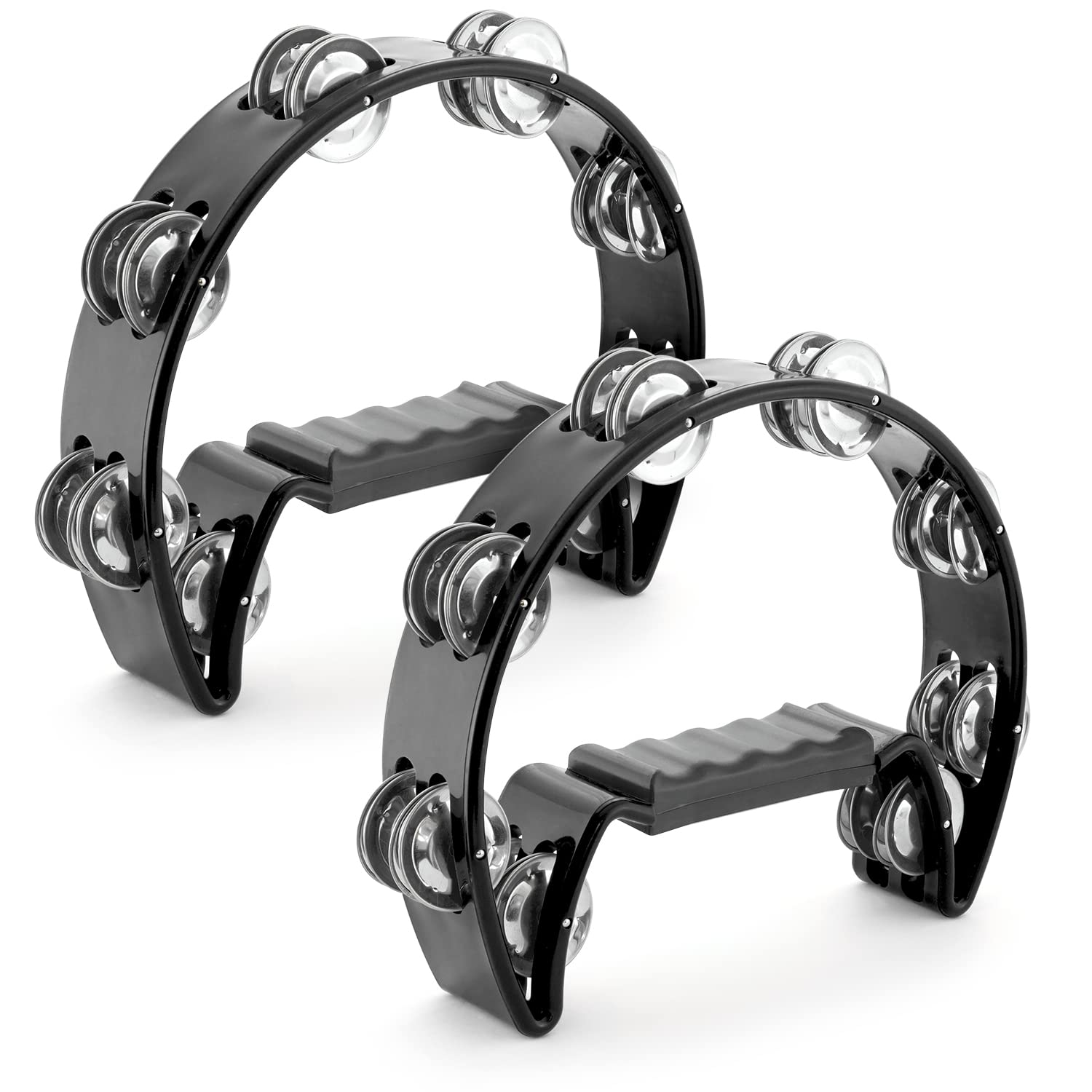 TIGER TAM14-2-BK Half-Moon Tambourines - Black - Pack of 2