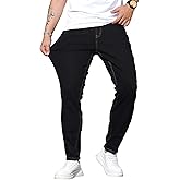 QGRSWBC Men’s Regular Fit Jeans Classic Straight-Leg Stretch Denim Pants Comfort Casual Jeans