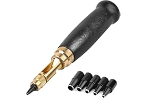 Mnuizu Japanese Screw Punch, Japanese Punch Tool, 6 Tip Sizes Leather Tool Craft Punches, Leather Hole Punch, Leather Belt Ho