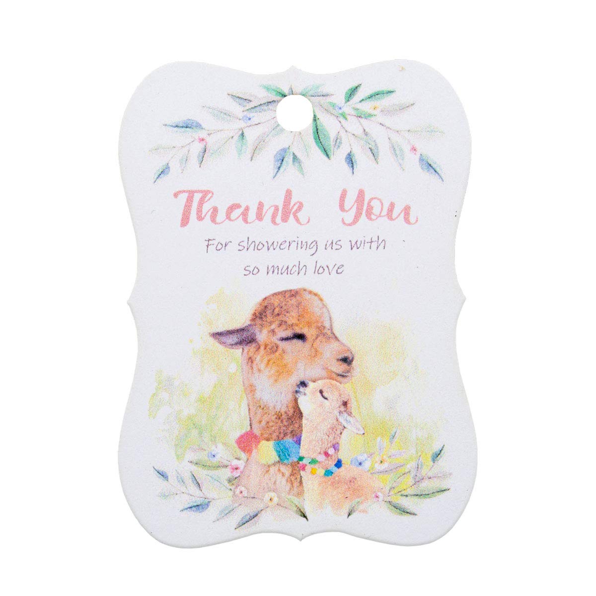 Summer-Ray 50pcs Alpaca Thank You for Showering Us with so Much Love Baby Shower Thank You Tags Favour Tags