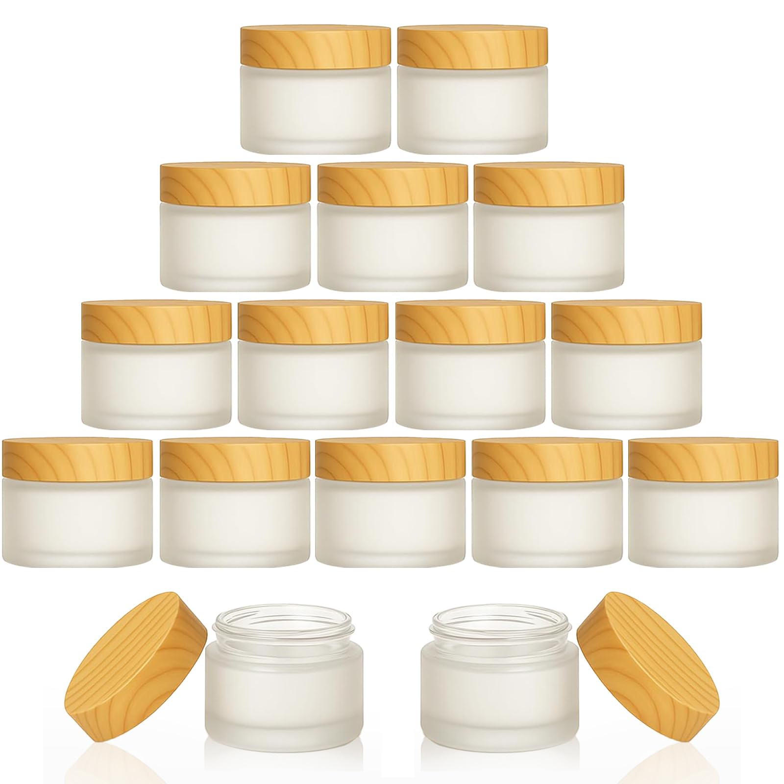 Photo 1 of 16Pcs Glass Cosmetic Container with Lid, 1 oz Frosted Glass Bottle, Reusable Empty Cosmetic Container Bottle for Lotion, Cream, Essential Oil, Scrub (30 Gram/30ml)