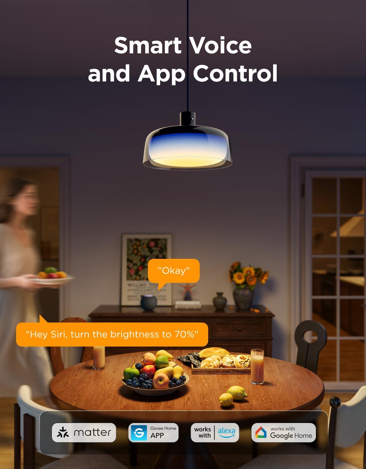 Govee Pendant Light for Kitchen Island, Three-Layer RGBIC Smart Lighting, Matter Compatible, 1300LM 2700K-6500K Dimmable Black Hanging Light Fixture Works with Alexa, Adjustable Height for Dining Room