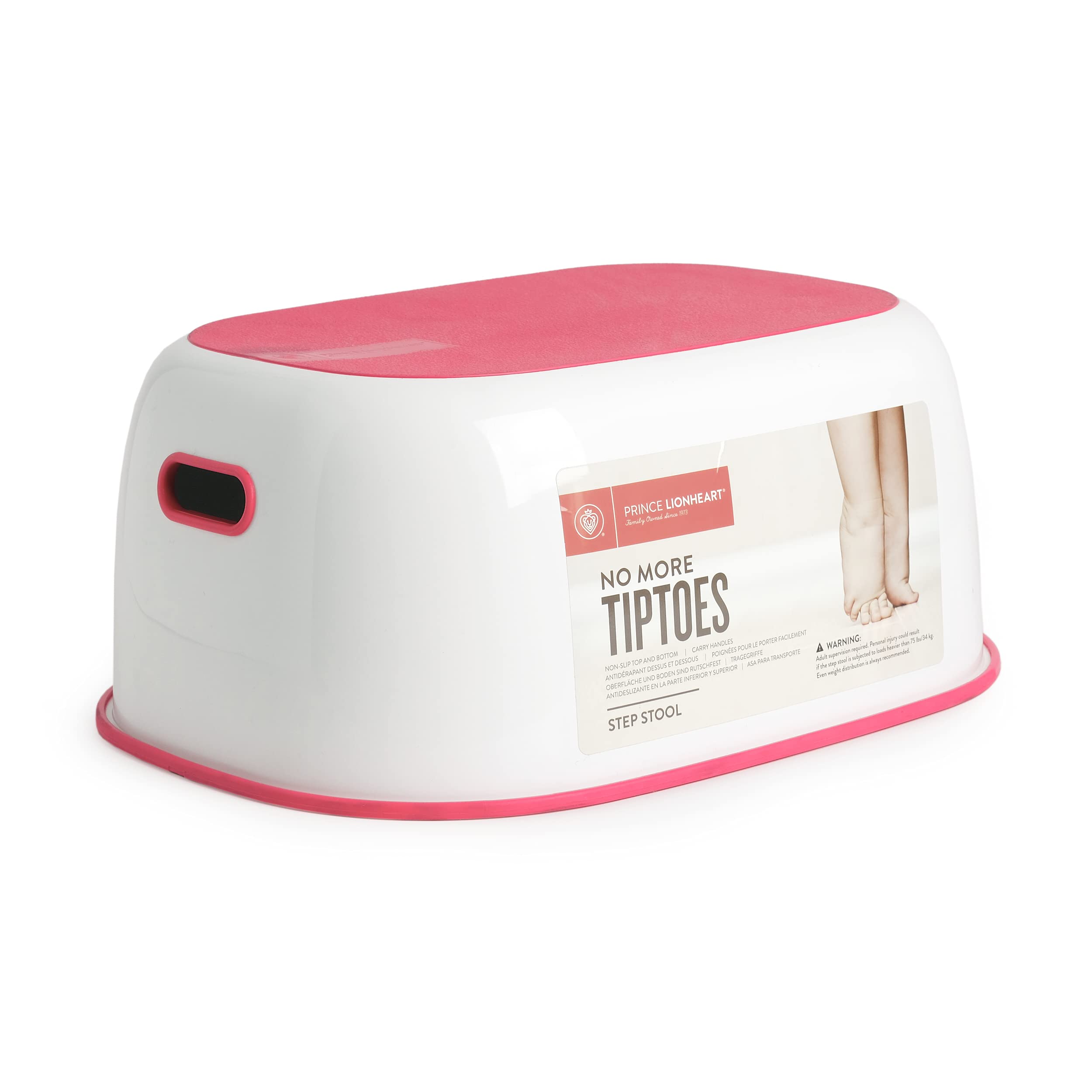 Prince Lionheart Step Stool | Non-Slip Top & Bottom | Wipe Clean| Carry Handles | Versatile | Storage |Bathroom Booster |Toilet Training | Sink Step โ Flashbulb Fuchsia Pink โ image 1