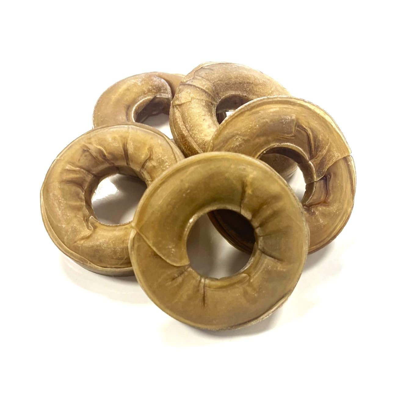 Rawhide Ring 3 Inch x 10 Natural Rawhide Dog Treats LODC