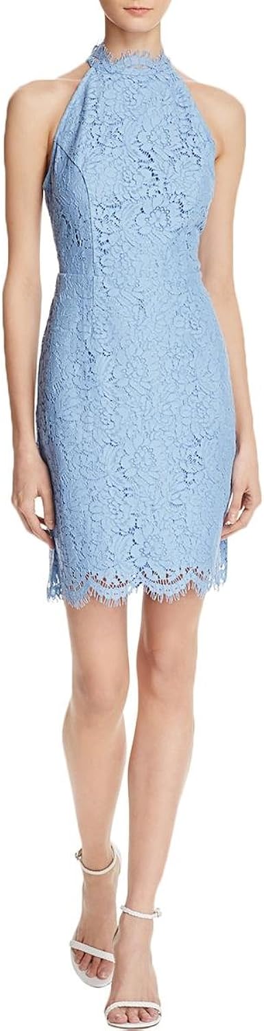 cara high neck lace cocktail dress