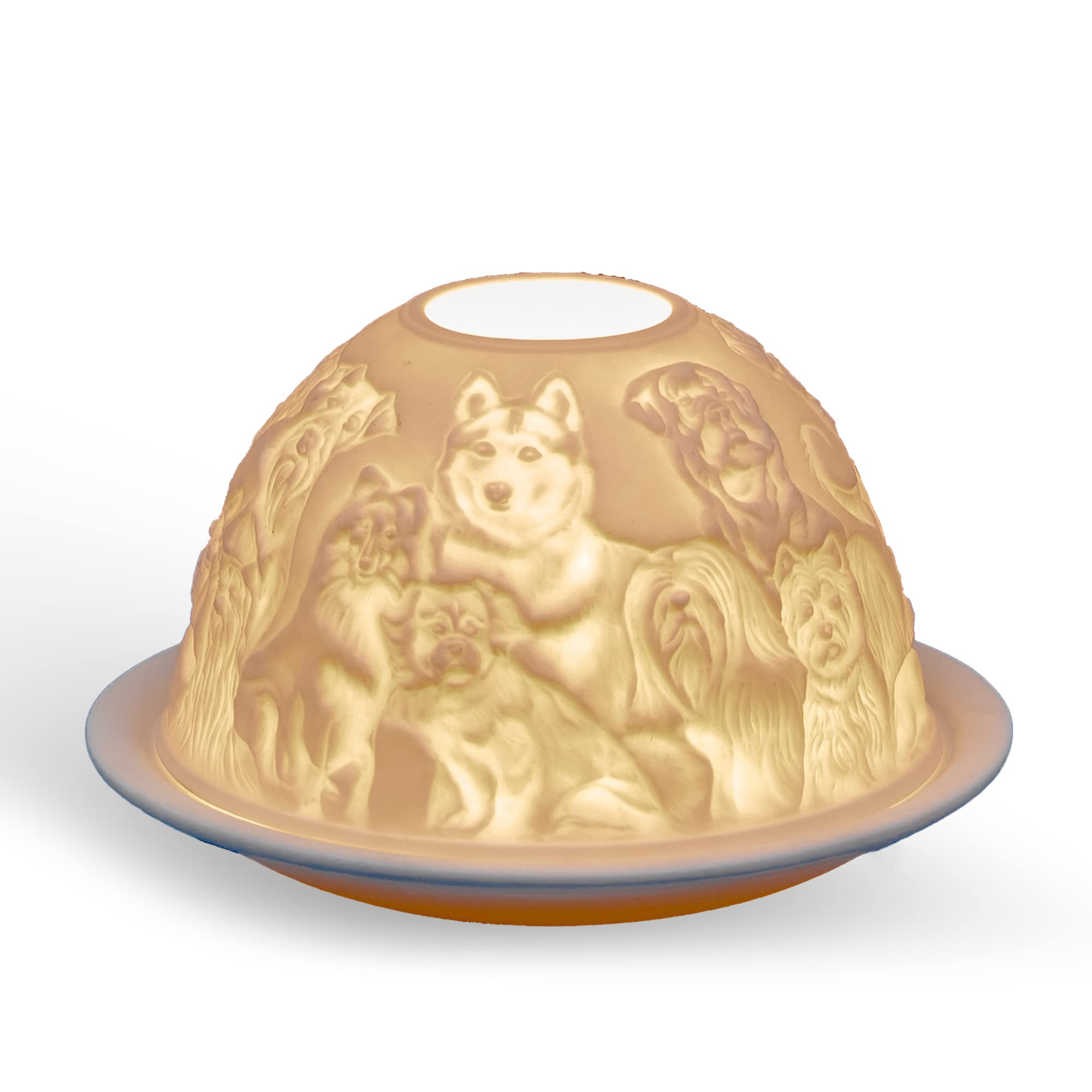 Light-Glow Tealight Candle Holder - Best Friends Dogs LD90040, White, Approx. H8 x Ø12cm or H3.2" x Ø4.7"