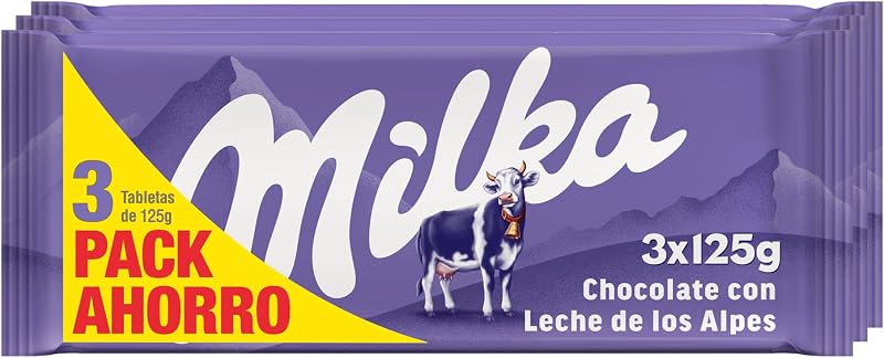 Tableta de Chocolate con Leche, Pack Familiar 3 Tabletas, 125g