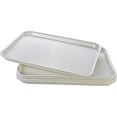 Eslite Rectangular Plastic Serving Trays,Fast Food Serving Cafeteria Trays,17"X13",Set of 6(White)